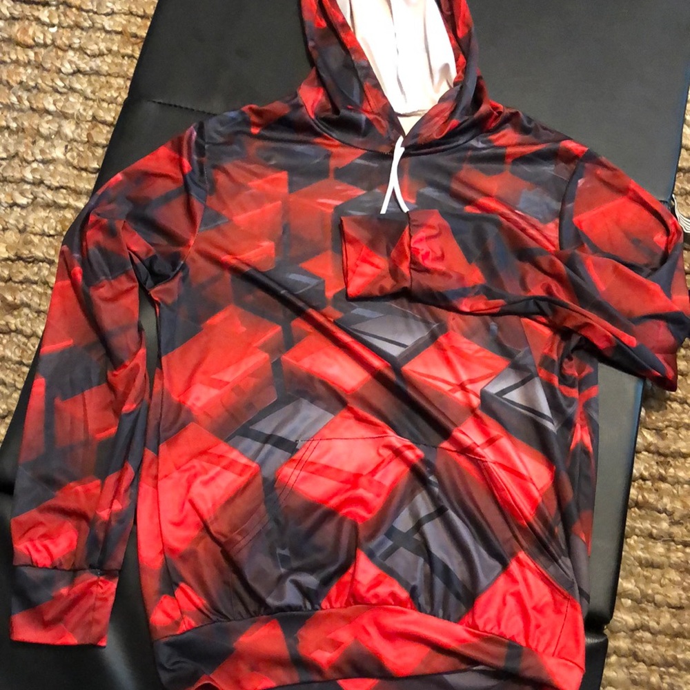 Boys  large polyester light weight hoodie red black